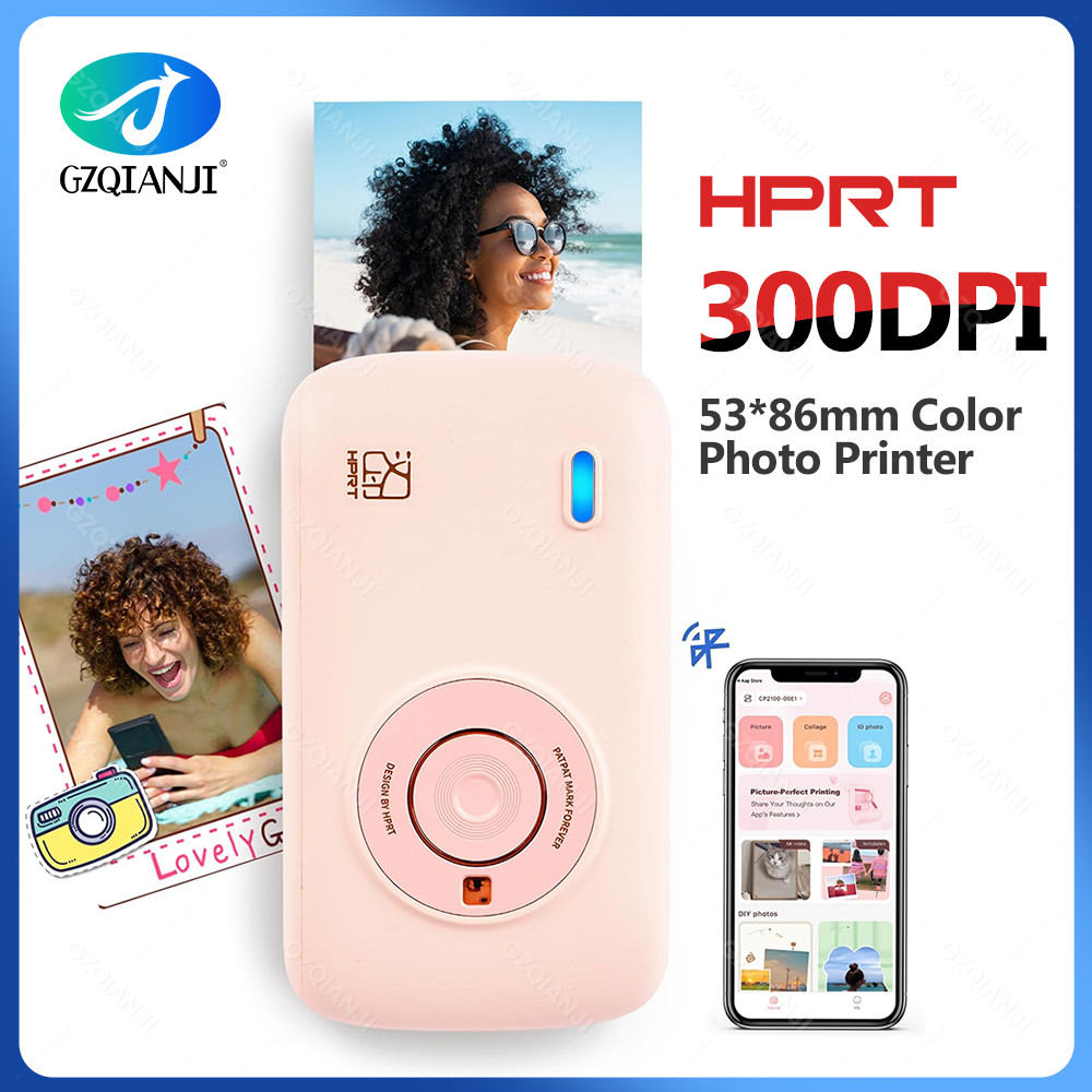 300DPI Color Photo Printer Portable Mini HD Bluetooth Wireless Travel ...