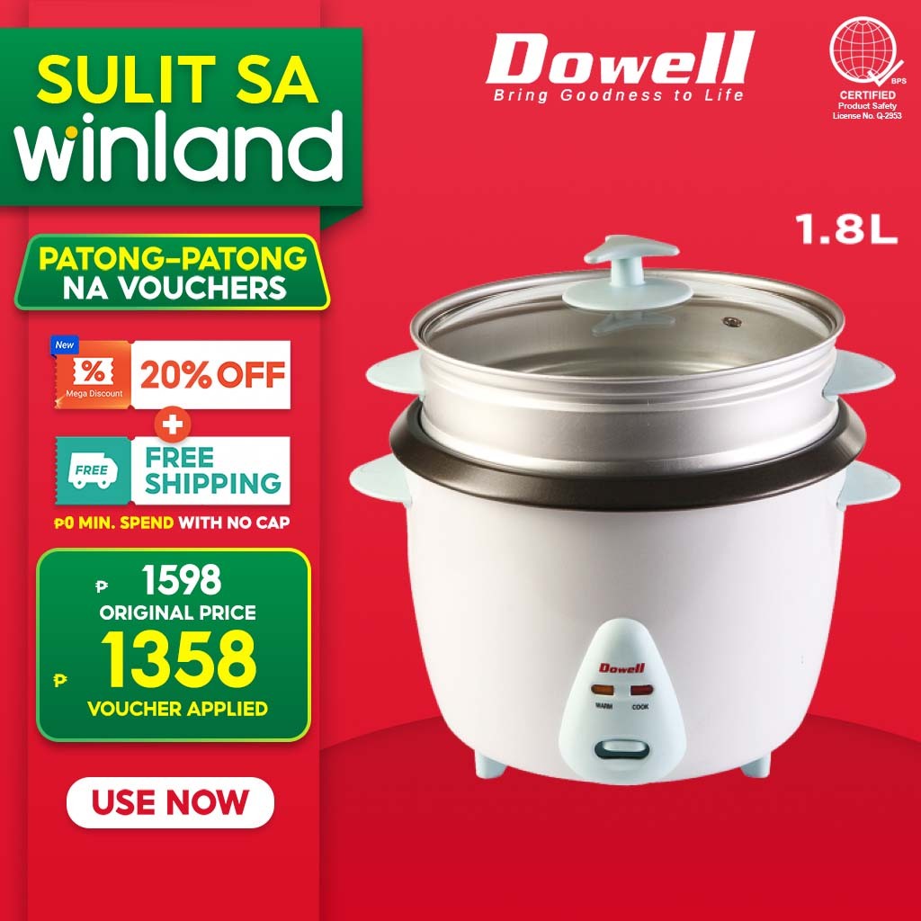 Dowell by Winland Non-stick rice bowl 10-cups Rice Cooker with Steamer ...