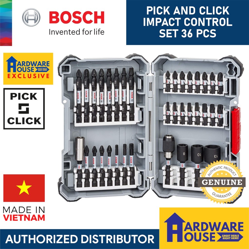 ORIGINAL BOSCH Pick and Click Impact Bit Set Control For Screwdriver ...
