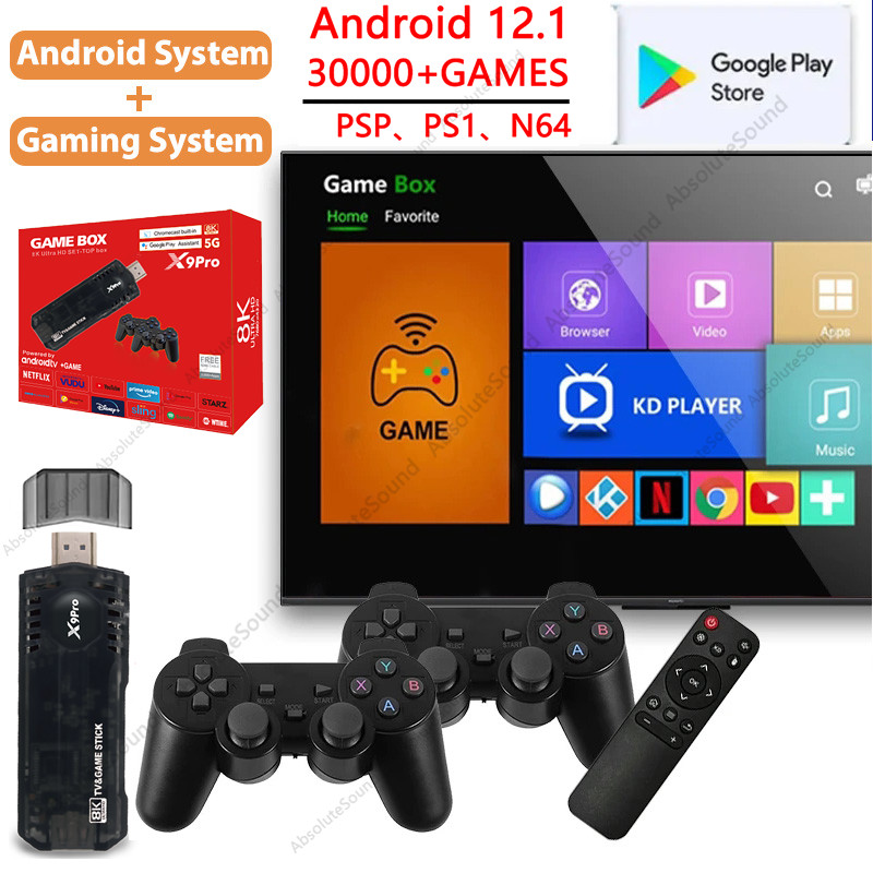 TV Stick 4K Smart TV Game Stick + Game Console Set Support 2.4G/5G Dual ...