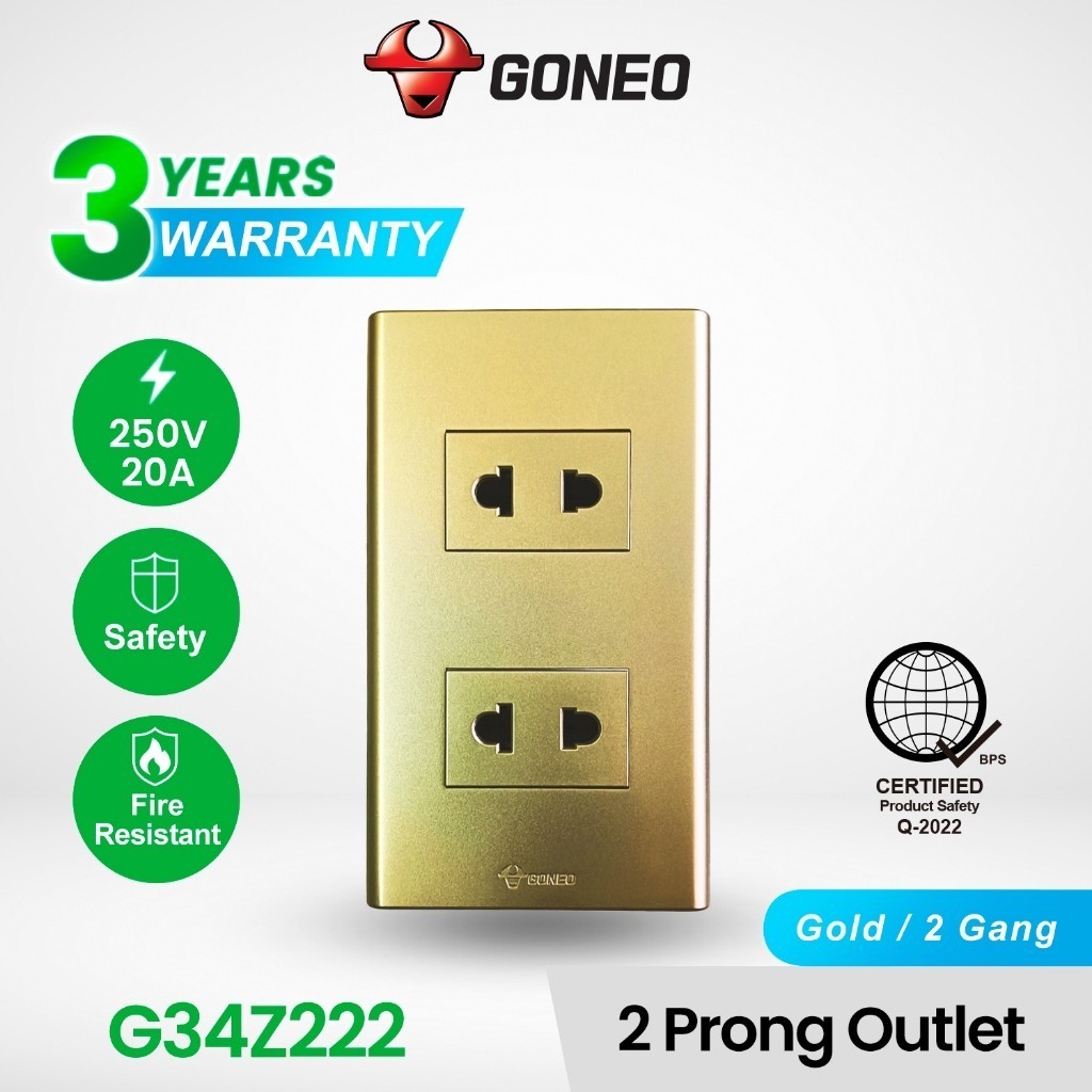 Bull 2 Gang 2 Prong Outlet 16A with Childproof Safety Shutter G34Z222 ...
