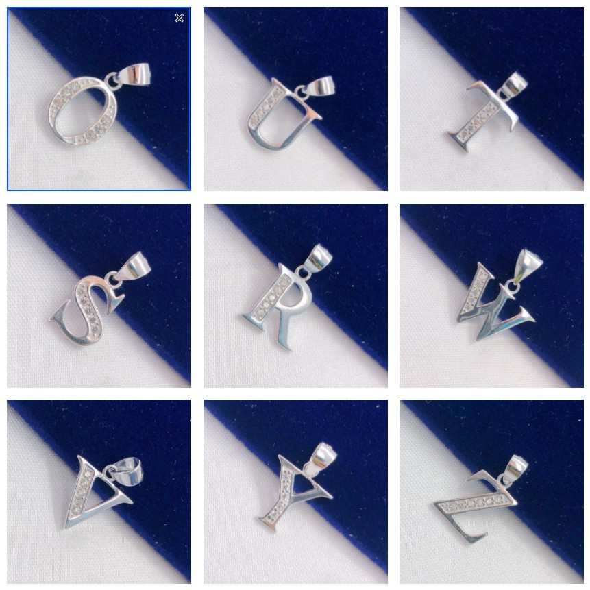 LSS-O to Z 1m Cadena Necklace & Letter Pendant Genuine 92.5% Sterling ...