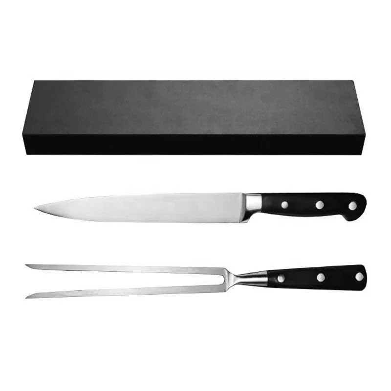Professional Stainless Steel 2 Pieces Set Meat Carving Knife BBQ