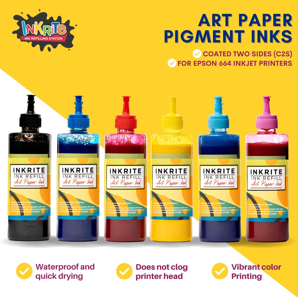 Inkrite Art Paper Pigment Ink for Epson LSeries 664 Inkjet Printers