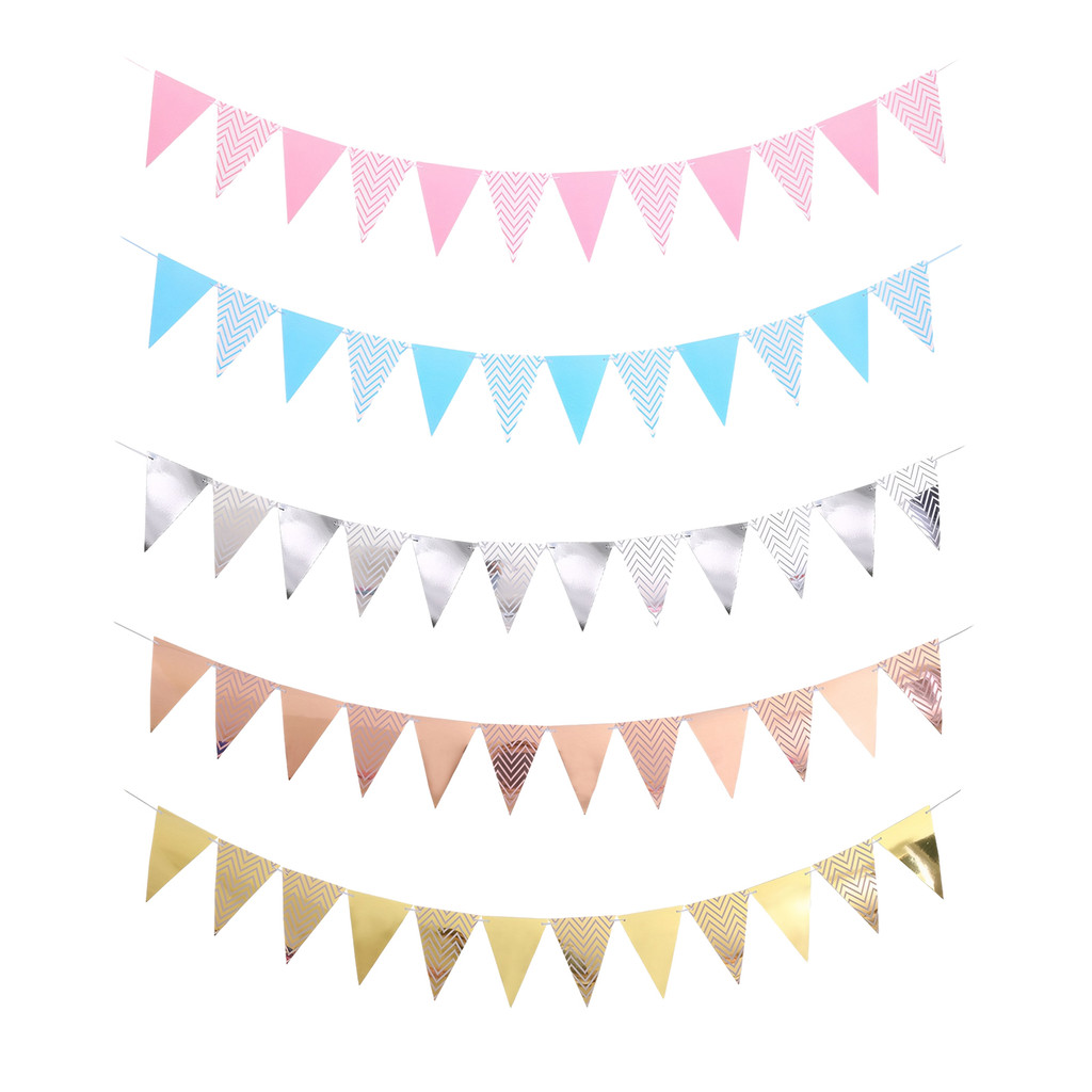 1pcs Set 16 4ft Gold Paper Card Banner Flags For Birthday Party ...
