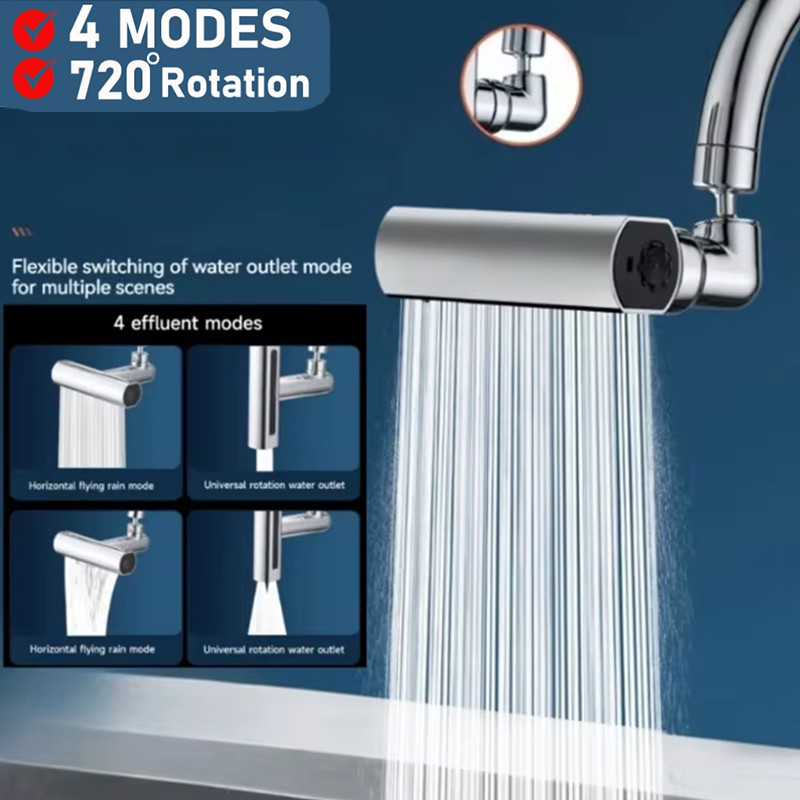 4 in 1 720° Rotation Waterfall Kitchen Faucet 4-Function Kitchen Sink ...