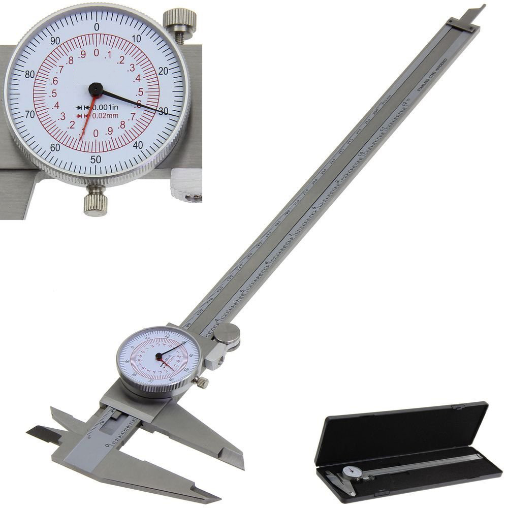 Dual Hand Reading Scale Dial Caliper 12" / 300mm Metric/INCH SAE