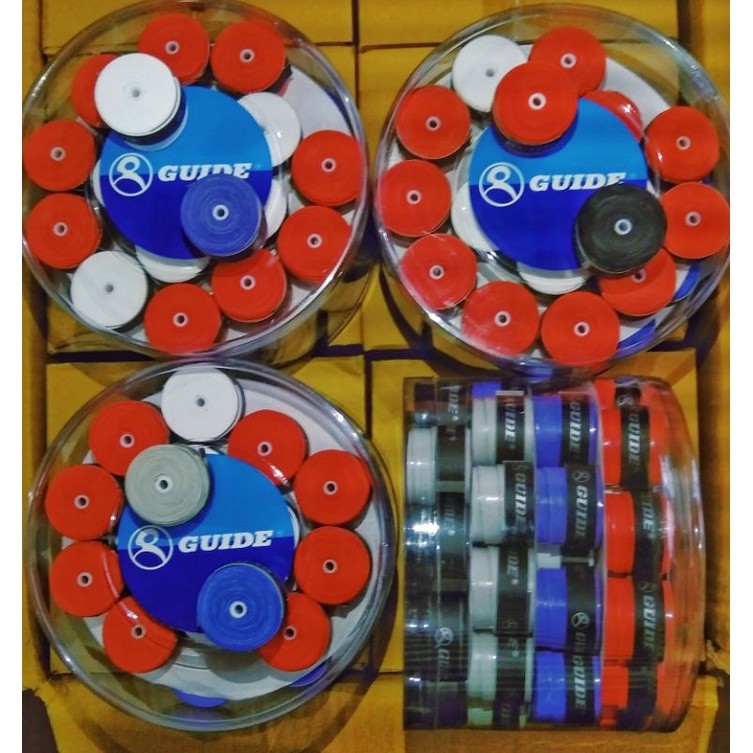 GUIDE GRIP 1JAR (60pcs) OVERGRIP FOR TENNIS & BADMINTON RACKET Made in ...