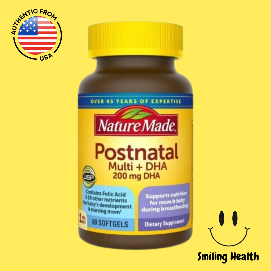 Nature Made Postnatal Multi + DHA Softgels 200mg DHA, 60 Count ...