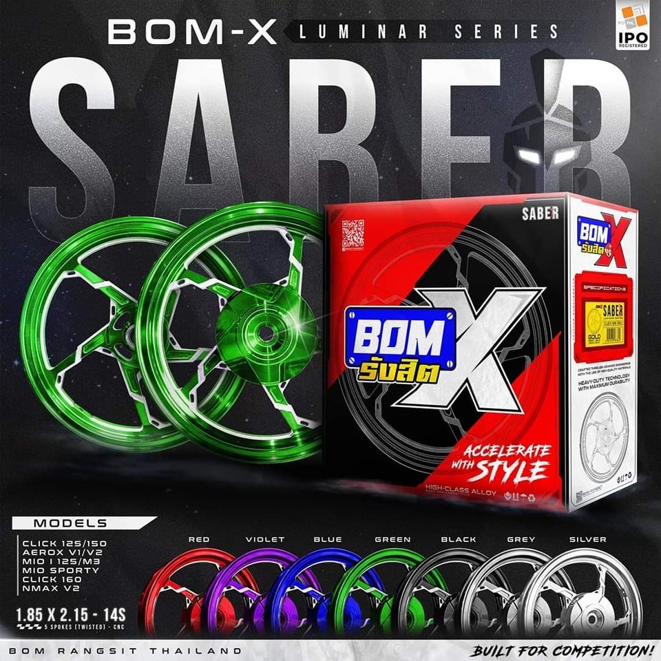 Bom Rangsit BomX Saber Aerox V1/V2 Mio 125/M3 Mio/Sporty 14s Click 125/ ...