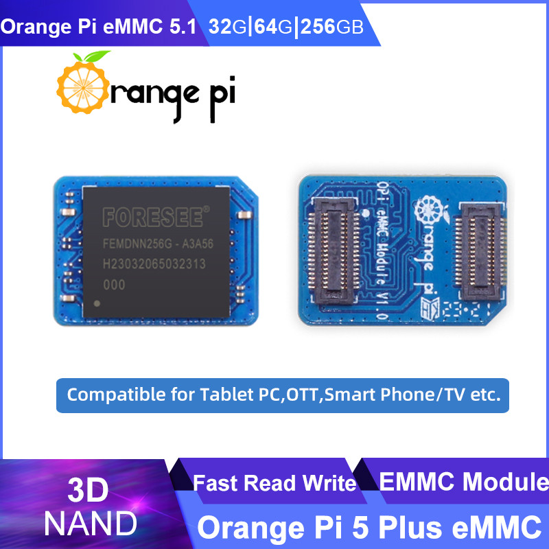 ♥Orange Pi 5 Plus EMMC Module 5.1 32GB / 64GB / 256 GB 3D NAND Fast ...