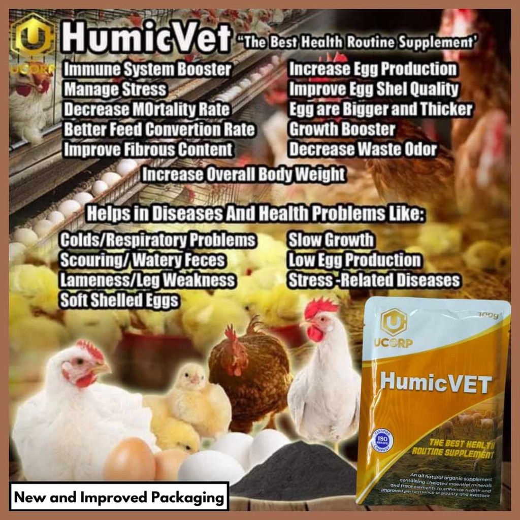 Humicvet@Hfor,v/Poultry>PU)Farm/}EX)NEW}oH)PACKAGING(100}pH)grams ...
