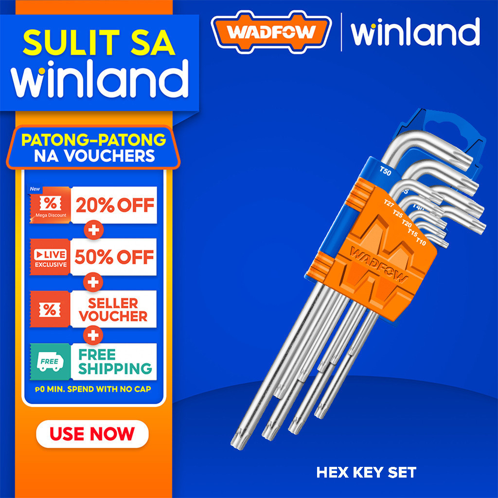 Wadfow by Winland Long Arm 9Pcs Torx Key Set With Cr-V Material WHK3291 ...