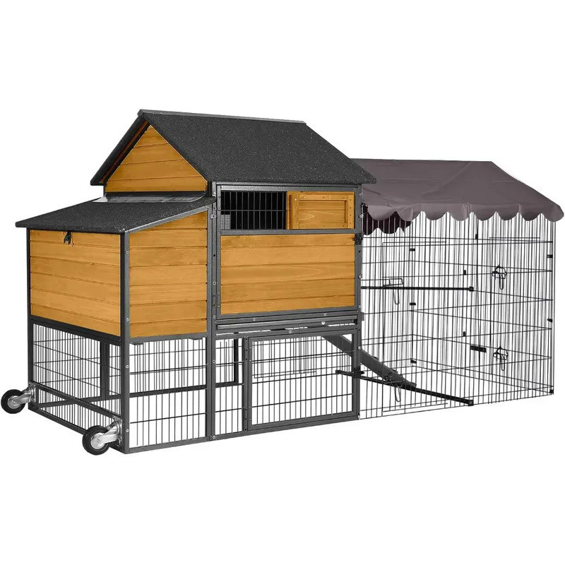 Mobile Chicken Coop 85" Large AllSteel Frame Hen House Poultry Cage
