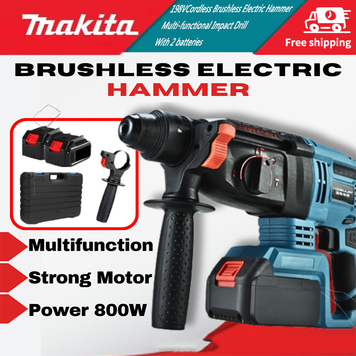 Japan 198V Cordless Brushless Electric Hammer Multi-functional Impact ...