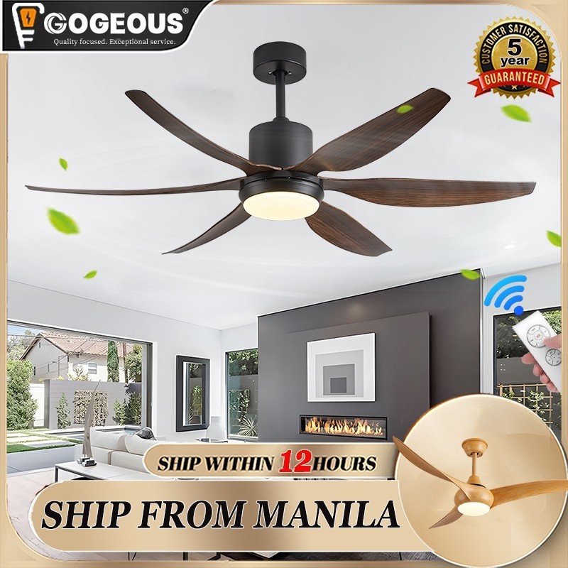 Gogeous Ceiling Fan With Light Big Size Modern 3 Color Dimming 6 Blades