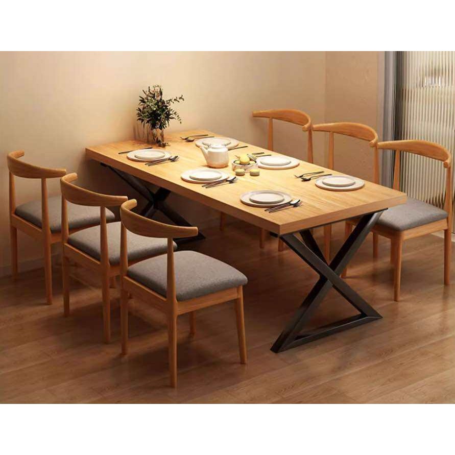 Dining table household small apartment dining table solid wood color ...