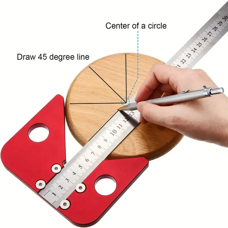 Center Finder Line Gauge Square Center Scribe Carpenter Ruler 45
