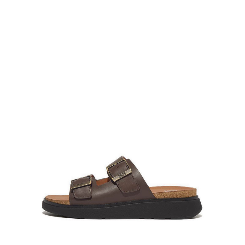 FitFlop Gen-FF Mens Buckle Two-Bar Leather Slides Black