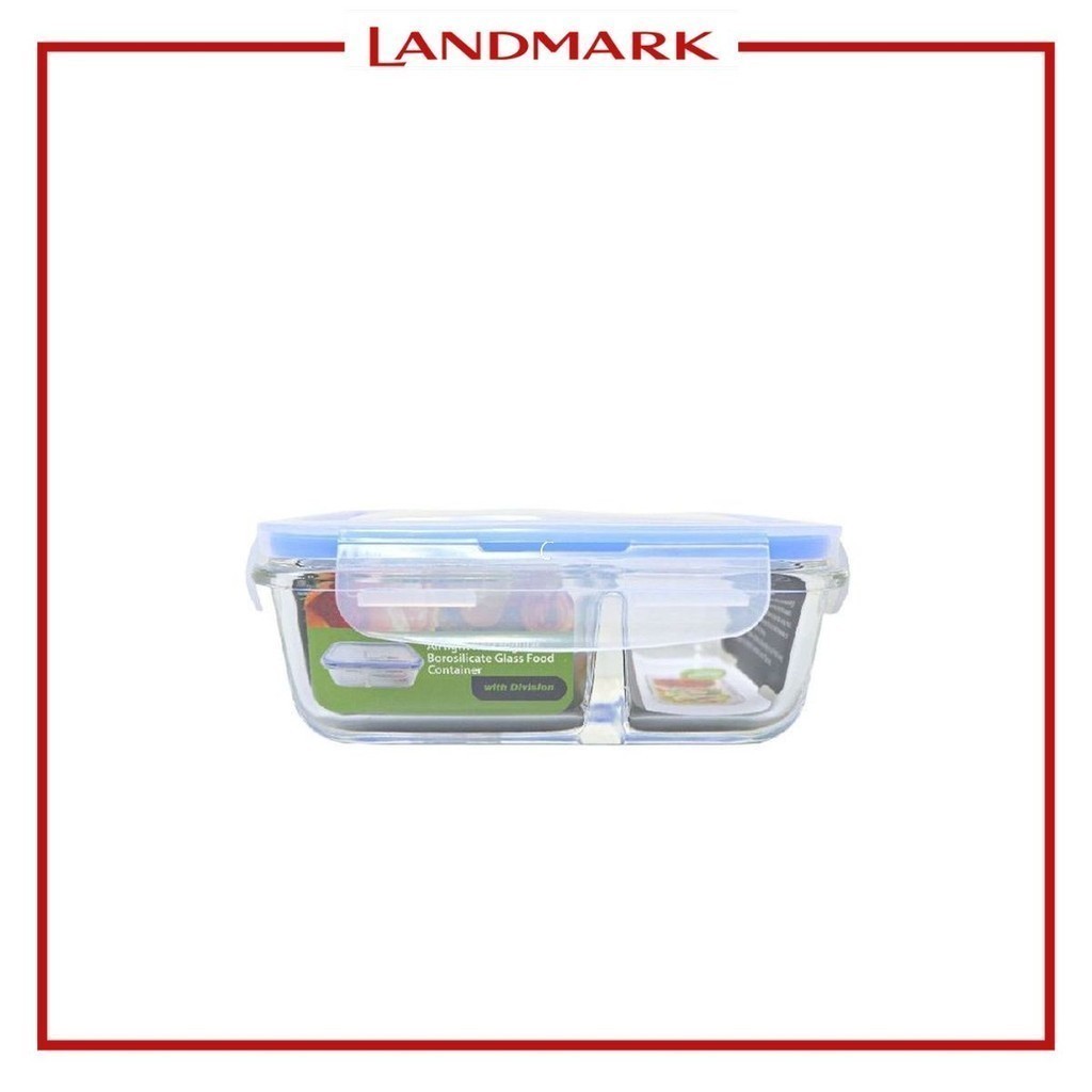 Masflex Rectangular Glass Food Container 450ml with Division 12 x 17 x ...