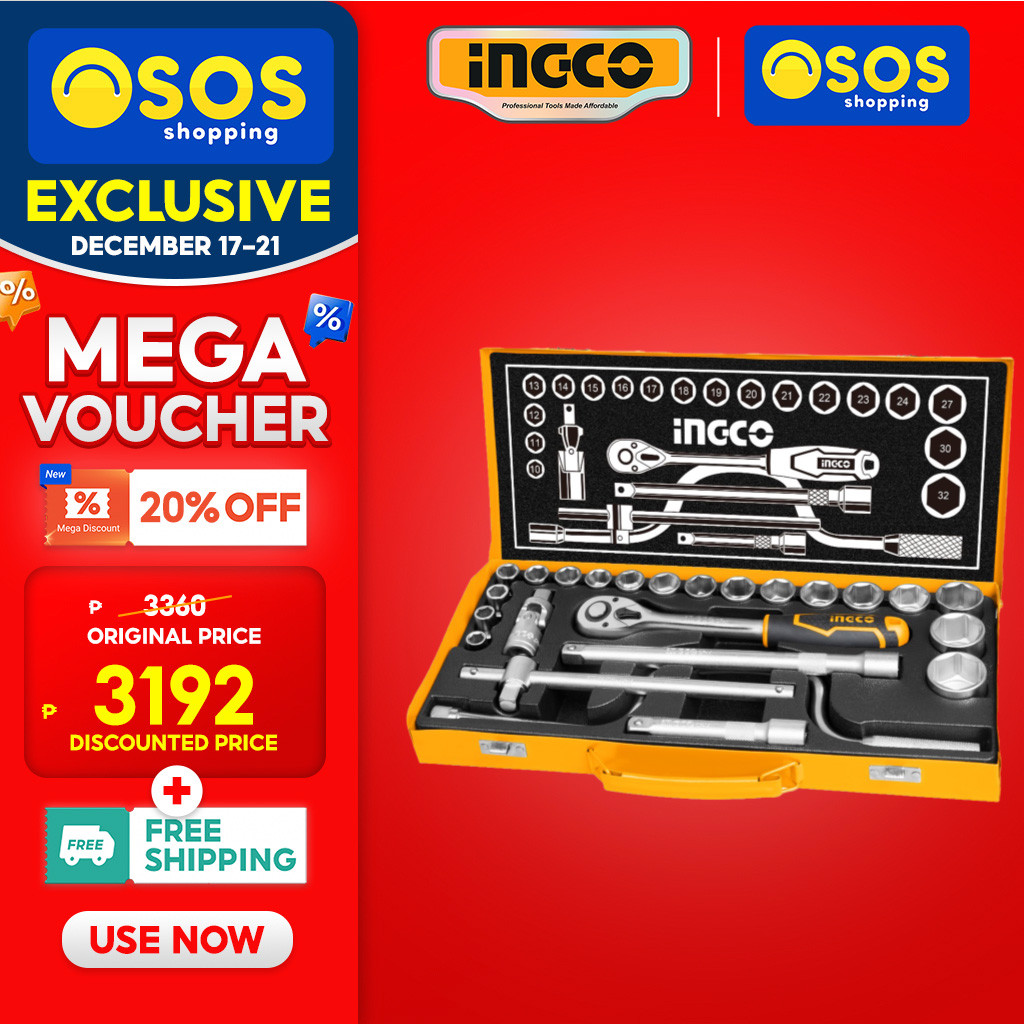 INGCO by OSOS 24pcs Socket Set 1/2 inch HKTS0243 | Shopee Philippines