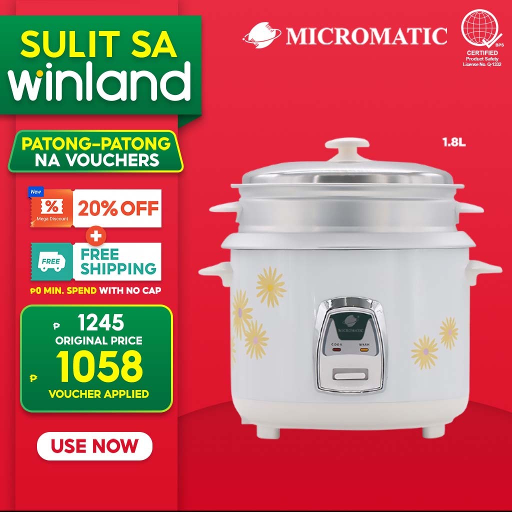 Micromatic by Winland 1.8Liters Rice Cooker Powder-coated body with ...