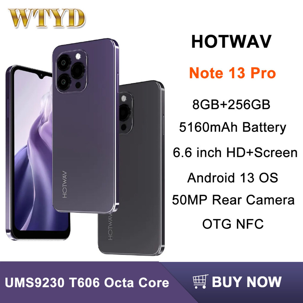 ☈HOTWAV Note 13 Pro Smart Phone 8GB+256GB 6.6'' HD+ Android 13 Octa ...