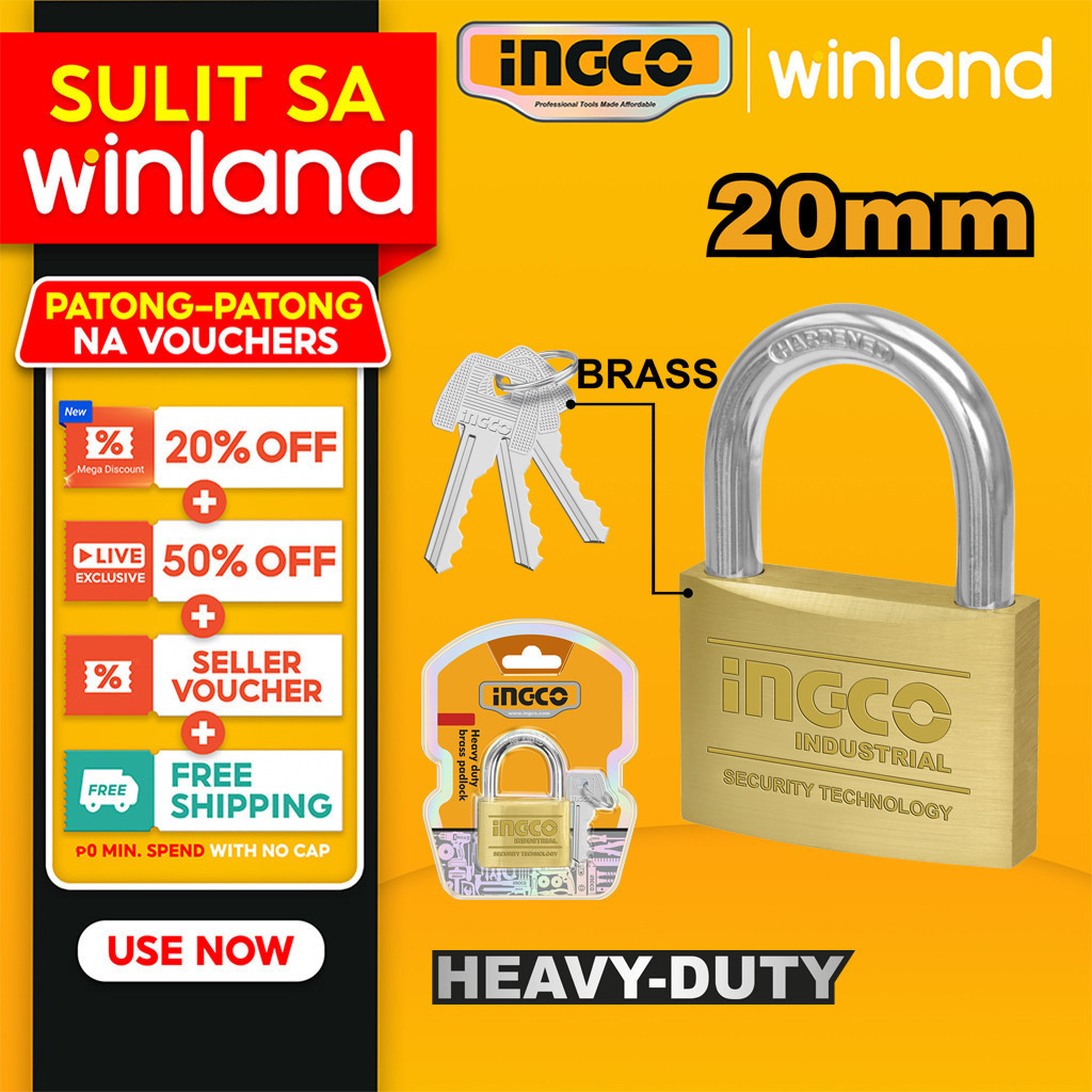 Ingco by Winland Heavy Duty Brass Padlock Pad lock ING-HT | Shopee ...