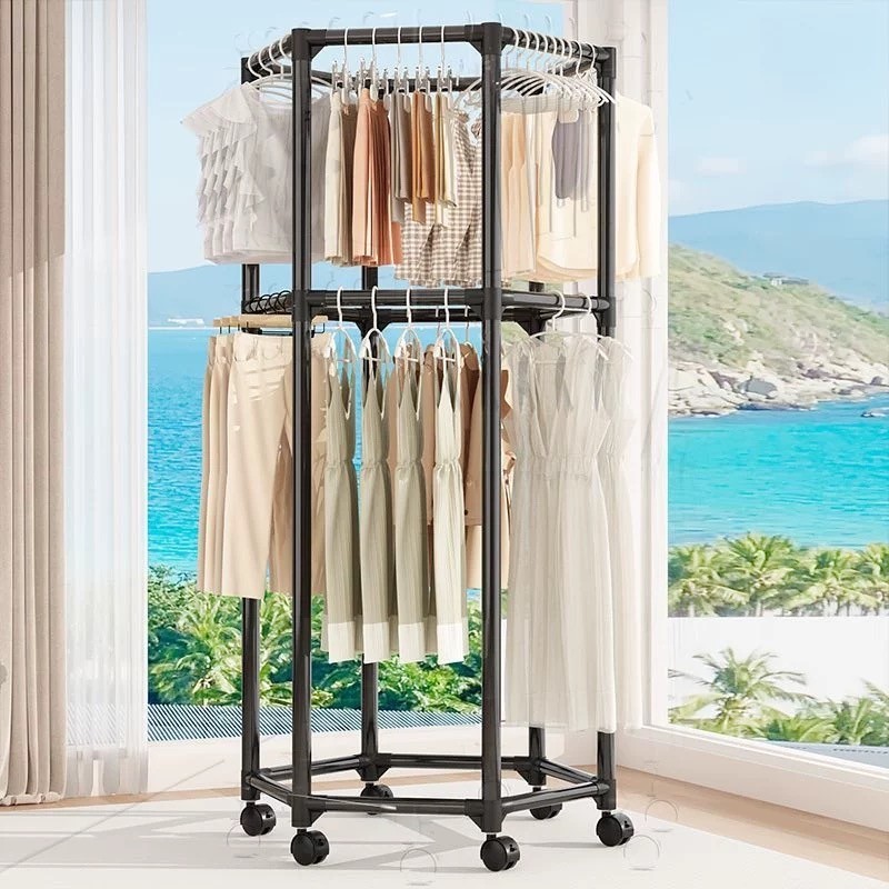 2 layer Clothes Drying Rack Balcony&Clothing store display rack Circle ...