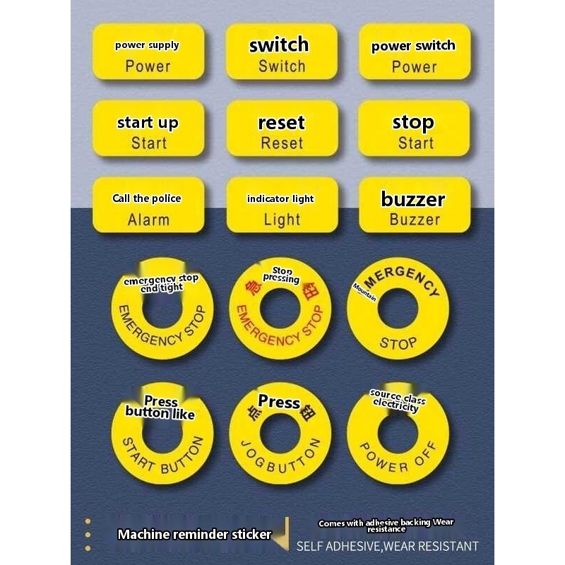 Equipment Identification Machine Button Power Start Emergency Stop ...