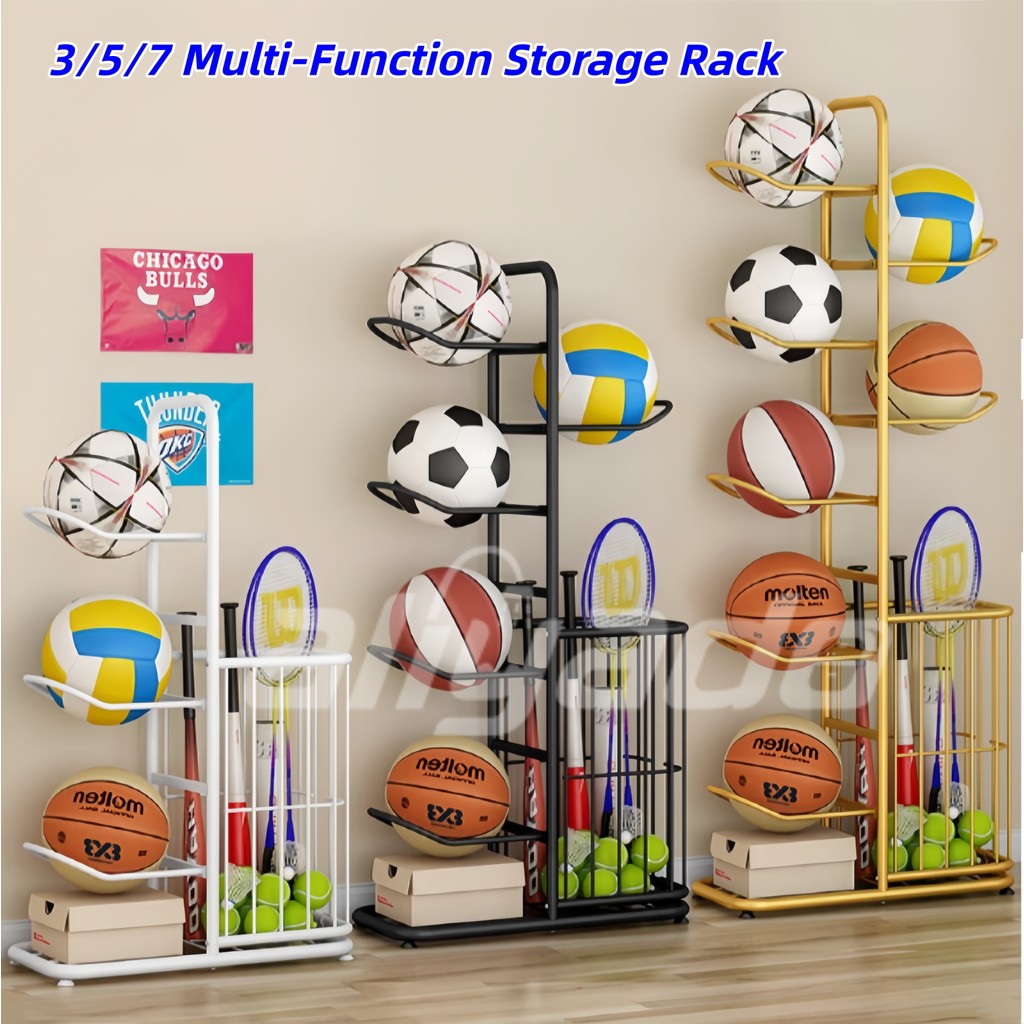 ⚡HOT⚡Home Ball Storage Rack Kidslron Football Basketball Volleyball ...