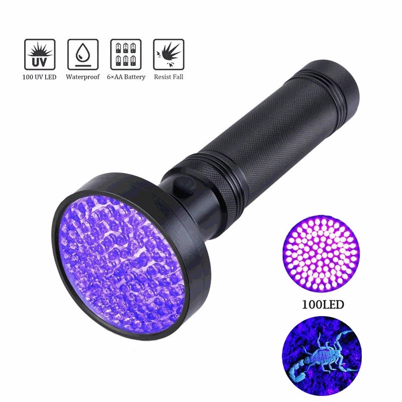 UV LED Flashlight LED Torch 395nm blacklight Wavelength Violet Light ...