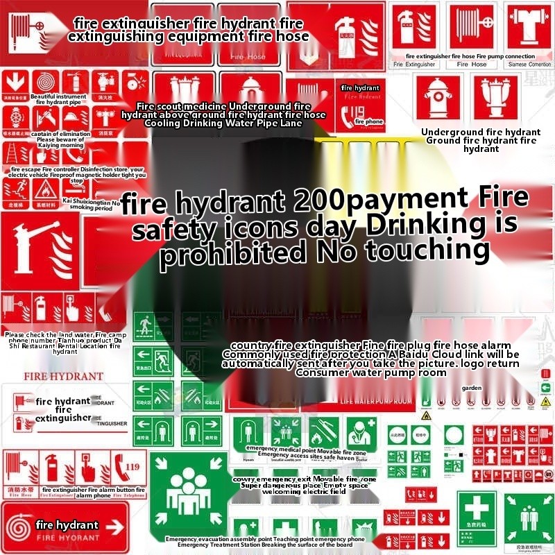 Design material for vector format of fire protection icon signs, fire ...