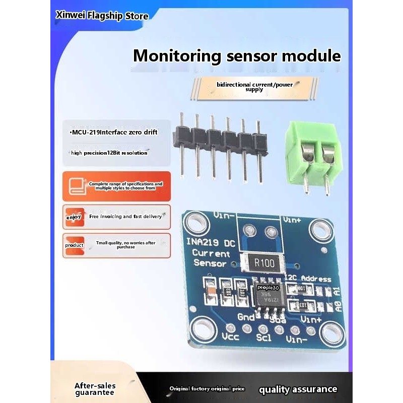 Bidirectional current/power monitoring sensor module MCU-219 INA219 I2C ...