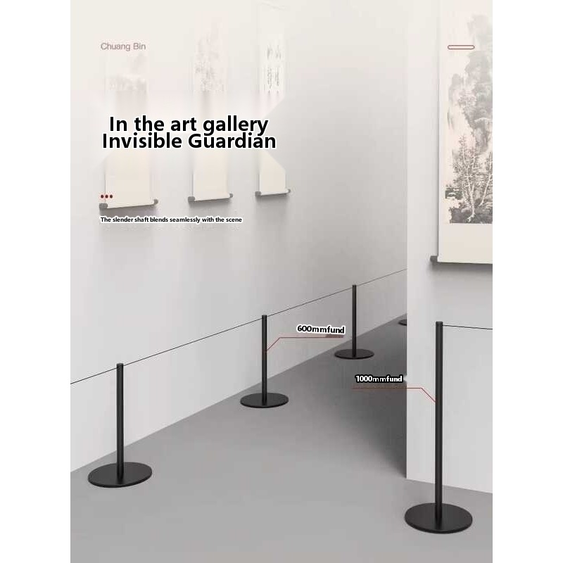 Exhibition hall rope column, museum railing with one meter line, art ...