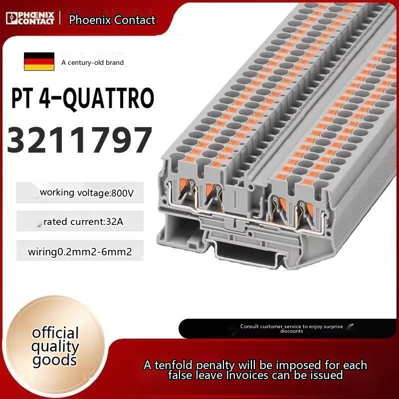 COD Phoenix PHOENIX Dual Inlet Dual Outlet 4 Square Terminal Block PT4 ...