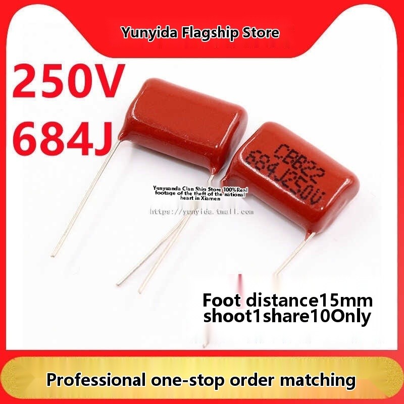 CBB film capacitor 250V 684J pin spacing 15MM (10 pieces) | Shopee ...