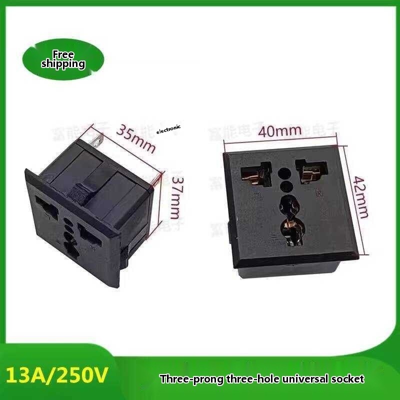 Three-Pin Three-Hole AC Universal Socket Copper Card-Type Embedded ...