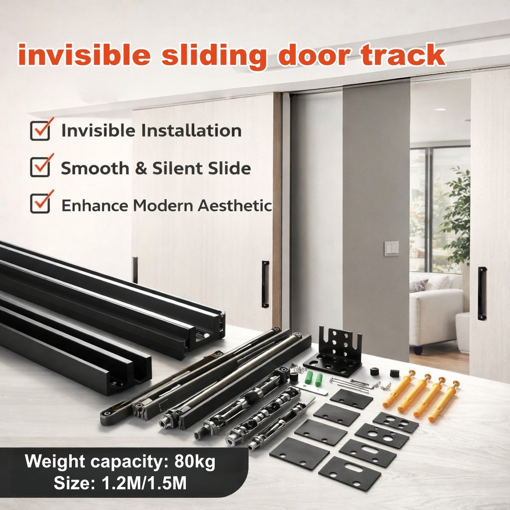 Invisible Sliding Door Track Floating Back Hidden Rail for Barn Door ...