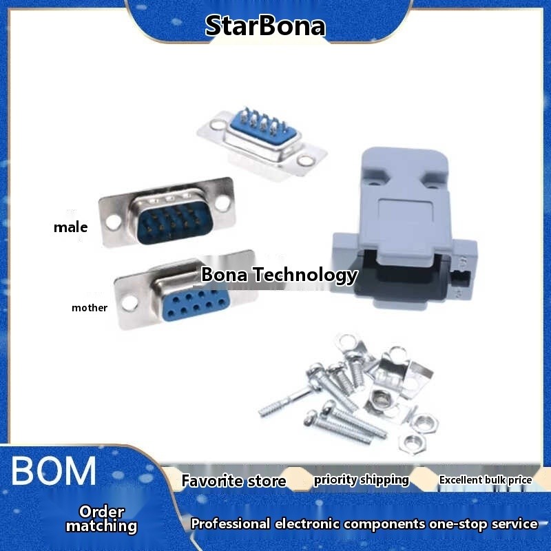 DB9 female/male soldered serial port RS232 socket DB9 pinhole plug with ...