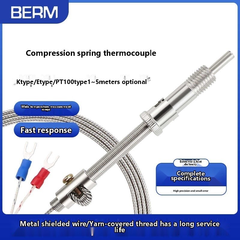 K-type E-type M12 compression spring sensor thermometer thermocouple ...