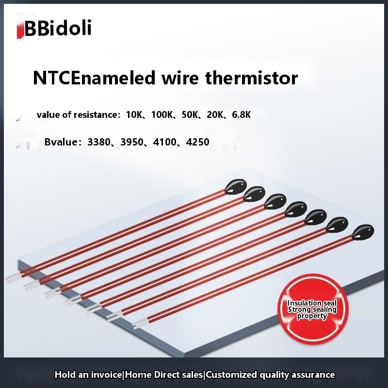 10K B value 3435 red enameled wire package NTC thermistor temperature ...