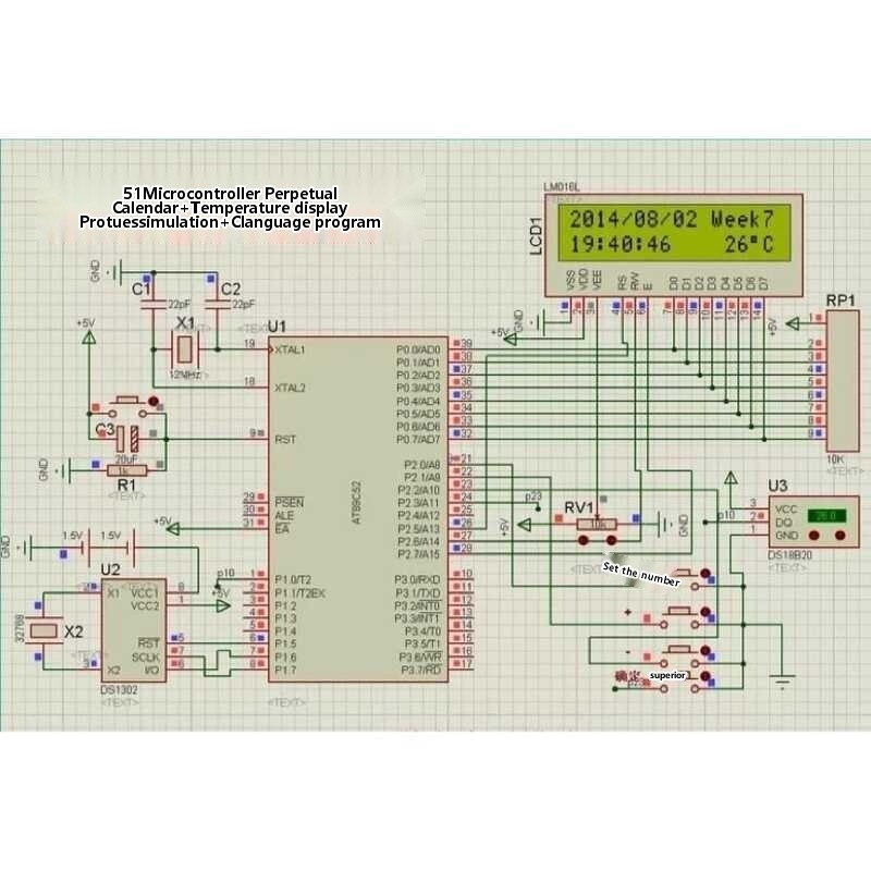 51 microcontroller perpetual calendar with additional temperature real ...