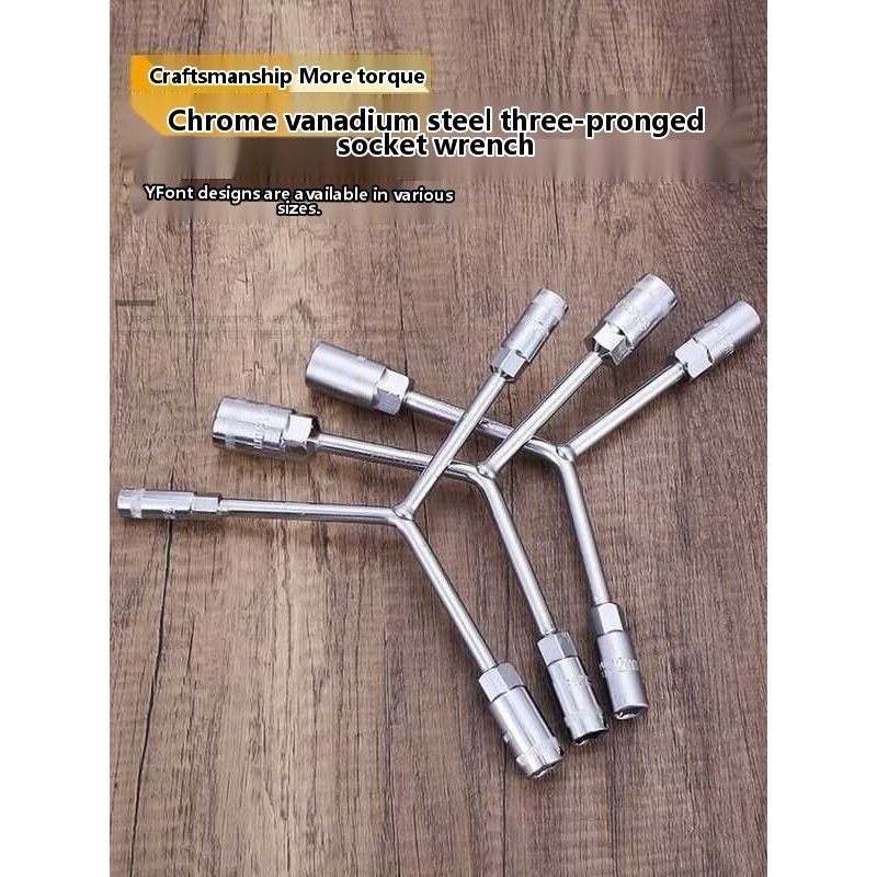 Trident triangle extended Y-shaped sleeve wrench, ultifunctional tool ...