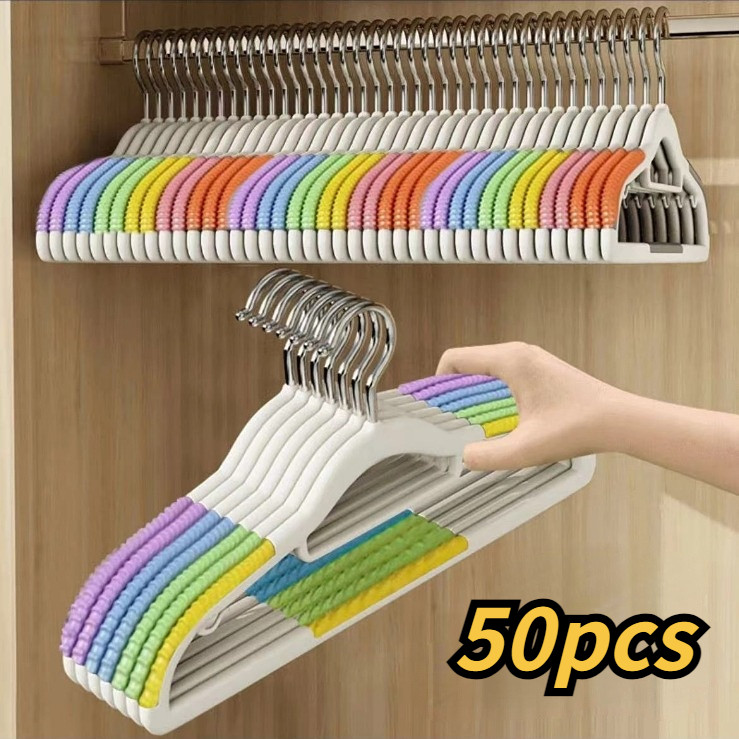 Flocking Clothes Hanger Non-slip Clothes Drying Rack High-end Clothes ...