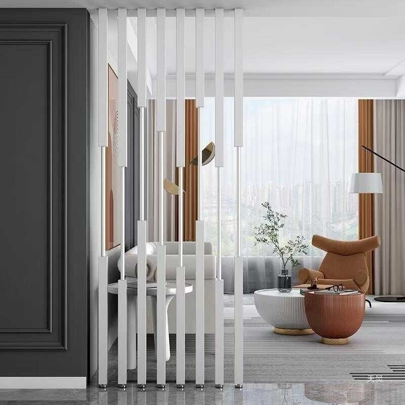 Light luxury screen partition with concealed columns in the dining room ...