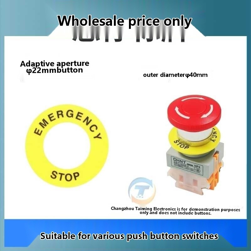 Large switch 22mm button label emergency frame stop signal warning ...