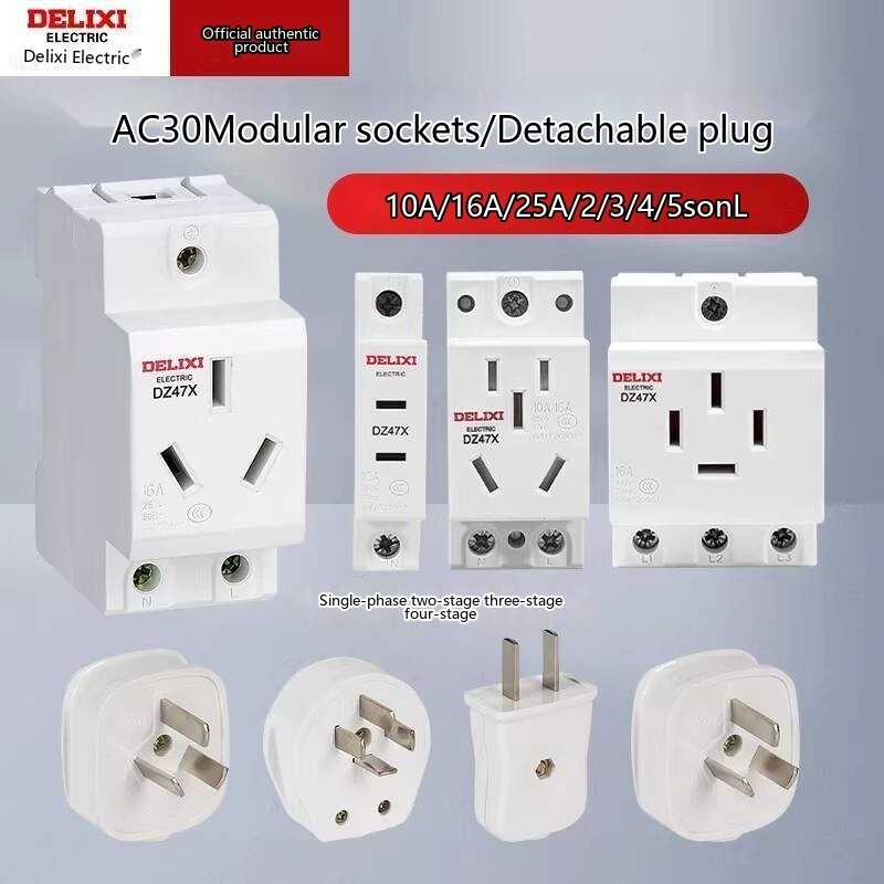 Delixi AC30 Modular Socket DZ47X Five-Hole Three-Plug 16A Two-Hole 10A ...