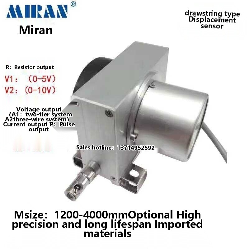 MIRAN Milang MPS-M-2500mm-R Wire Type Pull Rope Displacement Sensor ...