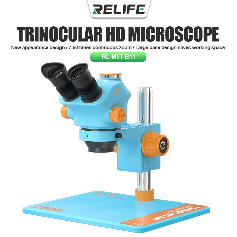 RELIFE RL-M5T-B11 HD Trinocular Microscope 7-50Times Continuous Zoom ...